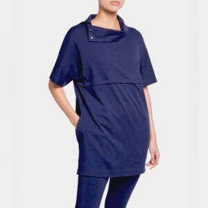 Joan Vass Navy Blue Short Sleeve Tunic Top Women’s Plus Size 1X Nautical Preppy